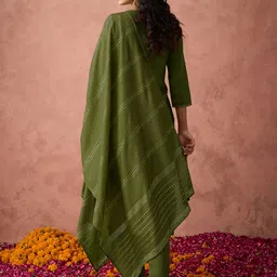 HRITIKA Ethnic Motifs Embroidered Regular Sequin Work Kurta With Trouser With Dupatta image 5