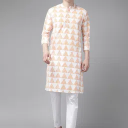 See Designs Geometric Printed Mandarin Collar Pure Cotton Straight Kurta-image-79