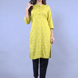 HERE&NOW Women Yellow Printed Flared Sleeves Kurta-image-63