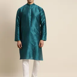SOJANYA Men Teal Jacquard Kurta-image-57