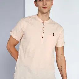 Kuons Avenue Linen Cotton Mandarin Collar Regular Sleeve Pathani Short Straight Kurta-image-78