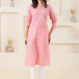WEAVLLITE Striped Notch Neck Straight Kurta-41
