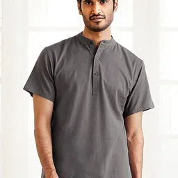 VASTRAMAY Band Collar Short Sleeves Pure Cotton  Kurta-picture-43