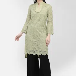 Ojjasvi Woven Design Mandarin Collar Flared Sleeves Kurta-image-12