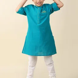 Fabindia Boys Mandarin Collar Cotton Straight Kurta-picture-7