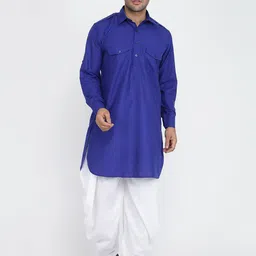 ROYAL KURTA Men Blue Summer Sheers Pathani Kurta-picture-55