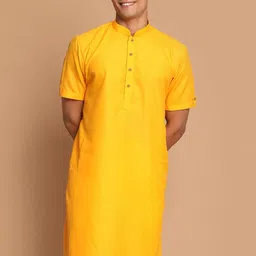 VASTRAMAY Men Pathani Mandarin Collar Cotton Kurta-12