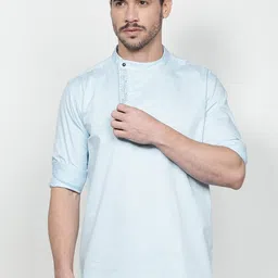 Kuons Avenue Men Blue Thread Work Pathani Kurta-picture-21