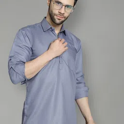 Jompers Shirt Collar Long Sleeves Cotton Silk Short Kurta-picture-44