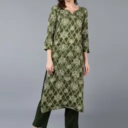 KALINI Dyed Notch Neck Printed Straight Kurta-picture-33