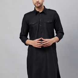 VASTRAMAY Shirt Collar Cotton Pathani Kurta-picture-26