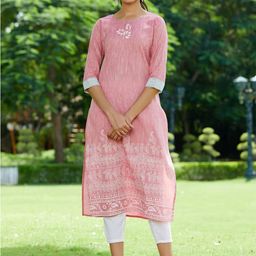 Pannkh Ethnic Motifs Printed Round Neck Cotton Straight Kurta-picture-46