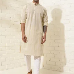 Fabindia Striped Mandarin Collar Straight Kurta-image-82