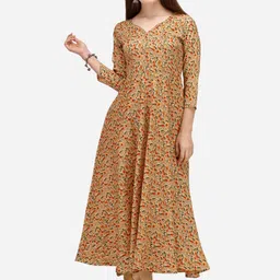 LEWAWAA Tan & Red Ethnic Motifs Maxi Dress-49