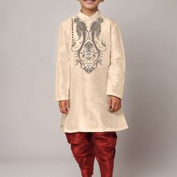 DEVOILER Boys Ethnic Motifs Printed Round Neck Straight Kurta-57