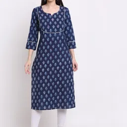 KALINI Women Navy Blue Geometric Embellished Kurta-picture-15
