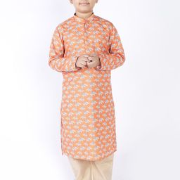 TABARD Boys Orange Ethnic Motifs Printed Kurta-45