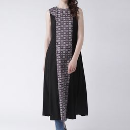 DODO & MOA Black Ethnic Motifs Printed Sleeveless A-Line Kurta-image-57