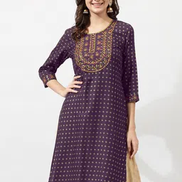 KALINI Geometric Printed Kurta-11