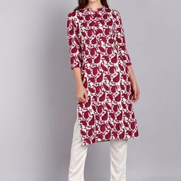 VEDANA Women Pink & White Paisley Printed Kurta-image-26