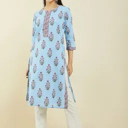 Soch Floral Printed Straight Cotton Kurta-image-38