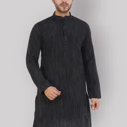 Latest Chikan Garments Men Black & Grey Geometric Printed Straight Kurta-image-9