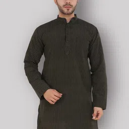 Latest Chikan Garments Men Black Striped Straight Kurta-image-65
