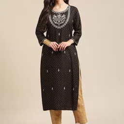 KSUT Women Black Printed Thread Work Kurta-picture-37