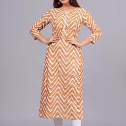 Bachuu Chevron Printed Tie-Up Neck Cotton Kurta-image-2