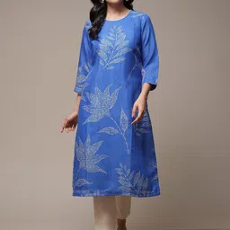 Biba Round Neck Floral Printed Straight Kurta-25
