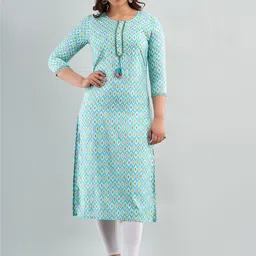 FASHION DEPTH Geometric Printed Round Neck Kurta-picture-23