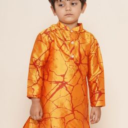 Sethukrishna Boys Mandarin Collar Abstract Printed Kurta-9