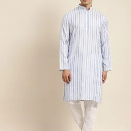 Anug by SOJANYA Men Blue Striped Kurta-picture-13