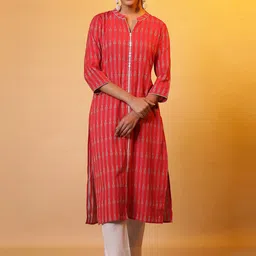 AURELIA Ethnic Motifs Printed Mandarin Collar Straight Kurta-picture-51