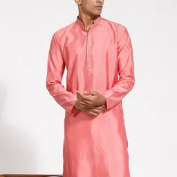VASTRAMAY Mandarin Collar Jacquard Kurta-image-72