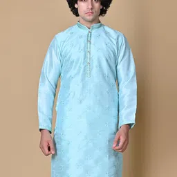 MAAHI FABS Floral Embroidered Jacquard Weave Thread Work Straight Kurta-image-60