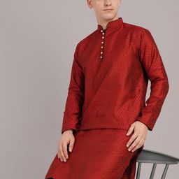 Larwa Men Thread Work Jacquard Kurta-image-61