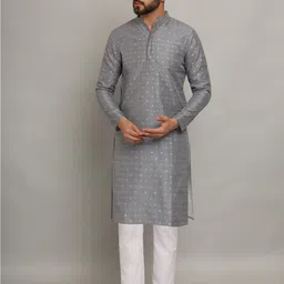 FABDYOR Mandarin collar Floral Jacquard Kurta-42