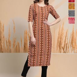 7Threads Women Ethnic Motifs Printed Sequinned Floral Crepe Kurta-image-14