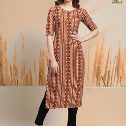 7Threads Women Ethnic Motifs Printed Sequinned Floral Crepe Kurta-image-80