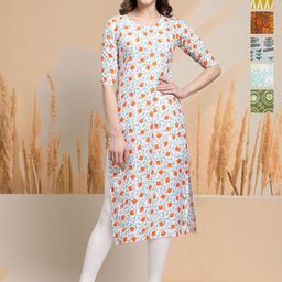 7ThreadsSelection of 6 Floral Printed Round Neck Straight Kurtas-image-2