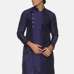 Sethukrishna Men Navy Blue Handloom Kurta-21