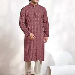 Vardha Men Thread Work Jacquard Handloom Kurta-picture-14