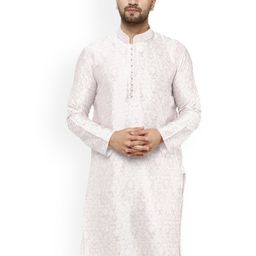 Enciger Ethnic Motifs Woven Design Mandarin Collar Jacquard Kurta-image-34