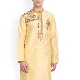 Enciger Floral Yoke Design Thread Work Straight Kurta-image-7