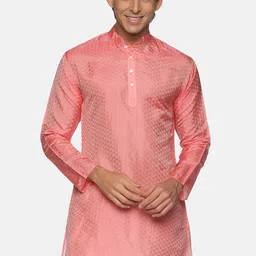 Sethukrishna Men Peach-Coloured Geometric Kurta-25