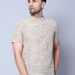 Latest Chikan Garments Band Collar Short Sleeves Straight Kurta-image-91