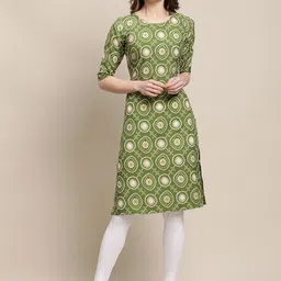 KALINI Women Green Ethnic Motifs Printed Crepe Kurta-image-64