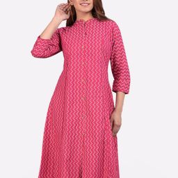 Glorious Women Pink & White Chevron Printed Kurta-image-9