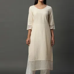 AURELIA Floral Embroidered Scoop Neck Cotton Straight Kurta-picture-44